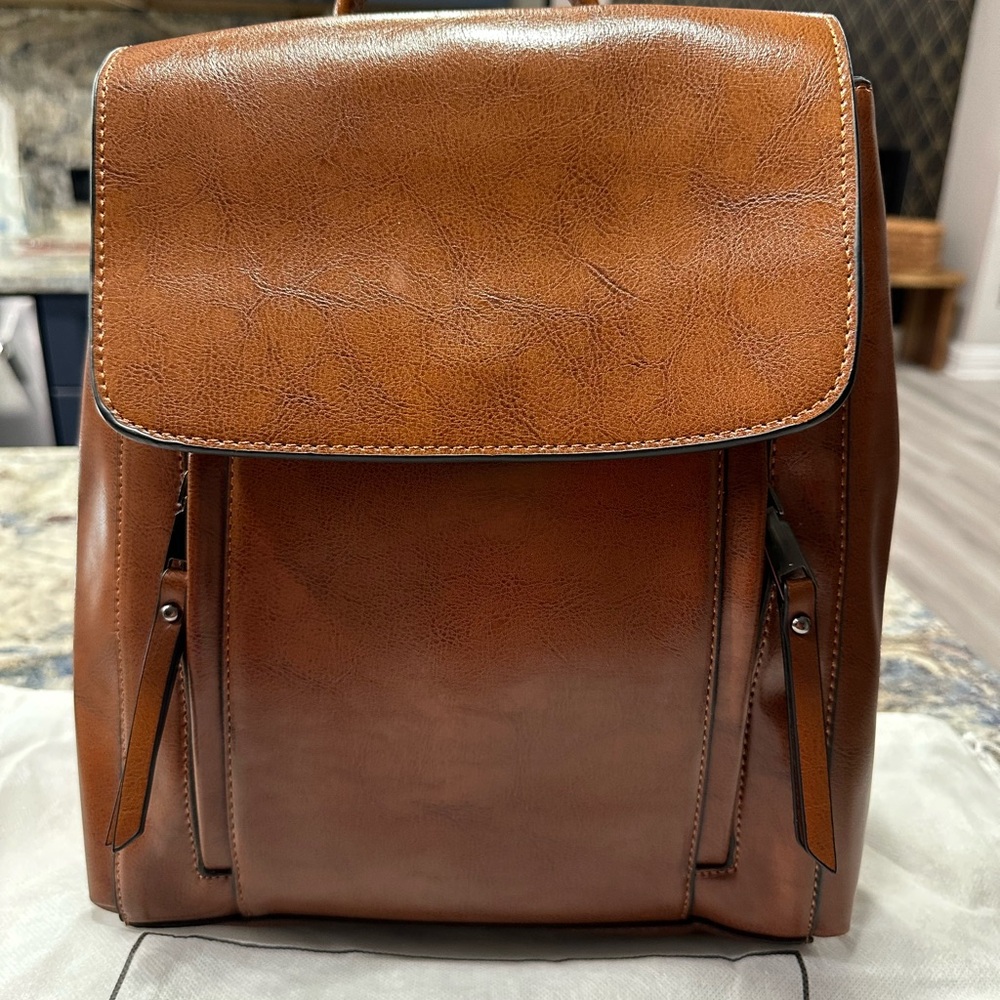Brown Leather Backpack